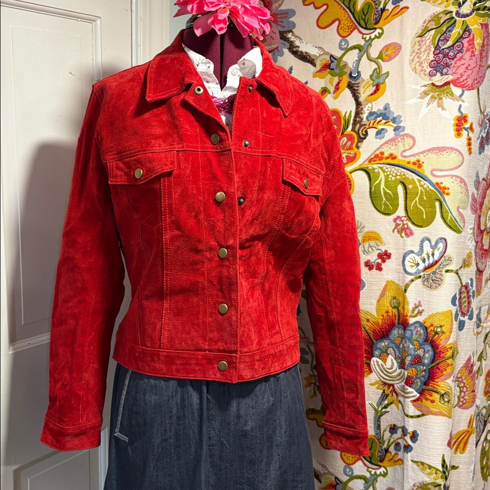 Clio Red Suede Outerwear
